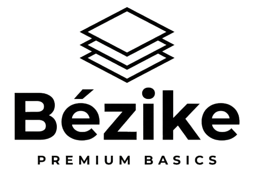 Bézike logo with text 'Premium Basics' on a white background